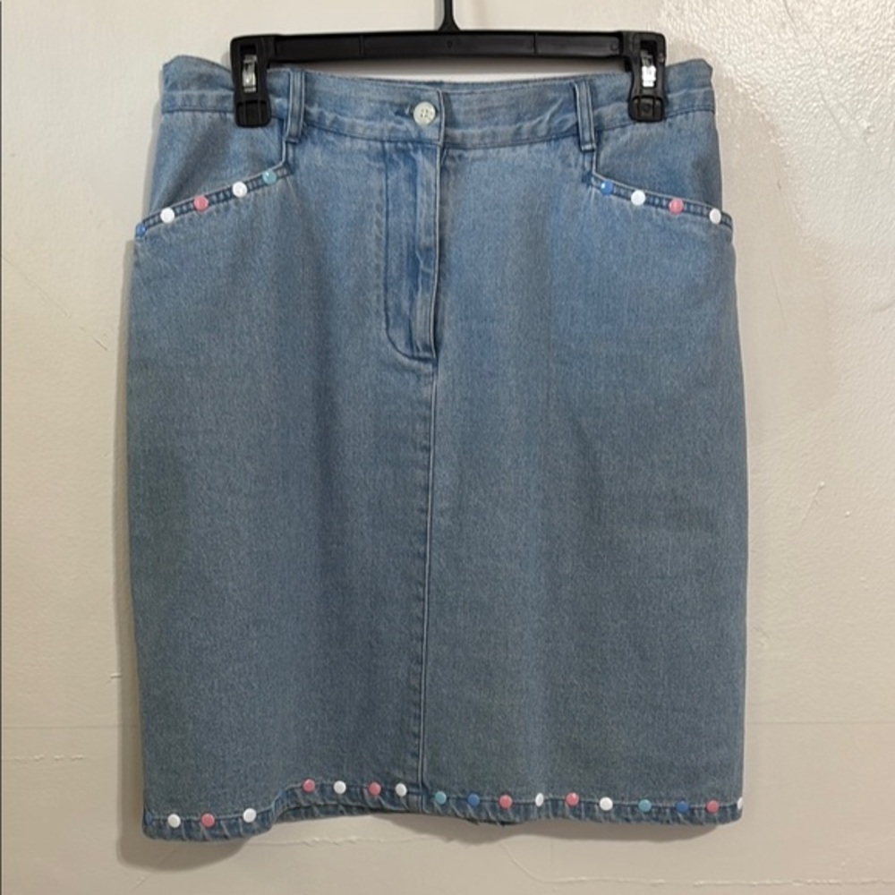 Christopher&Banks VTG Denim‎ Skirt with Colorful Accents-EUC/Like New